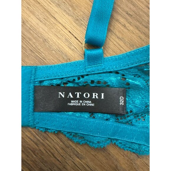 Natori Feathers Contour Plunge Bra 32D GREEN Jewel Underwire Mesh Lace NWT - Picture 4 of 4